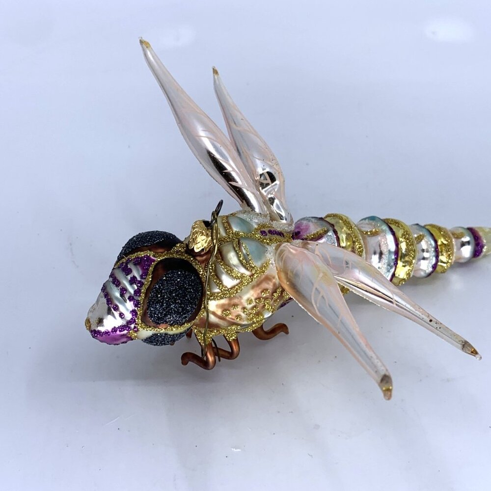 Whitehurst Flying Bug Hand Blown Fantasy Glass Ornament Large 7" Boxed Imports - Picture 5 of 10